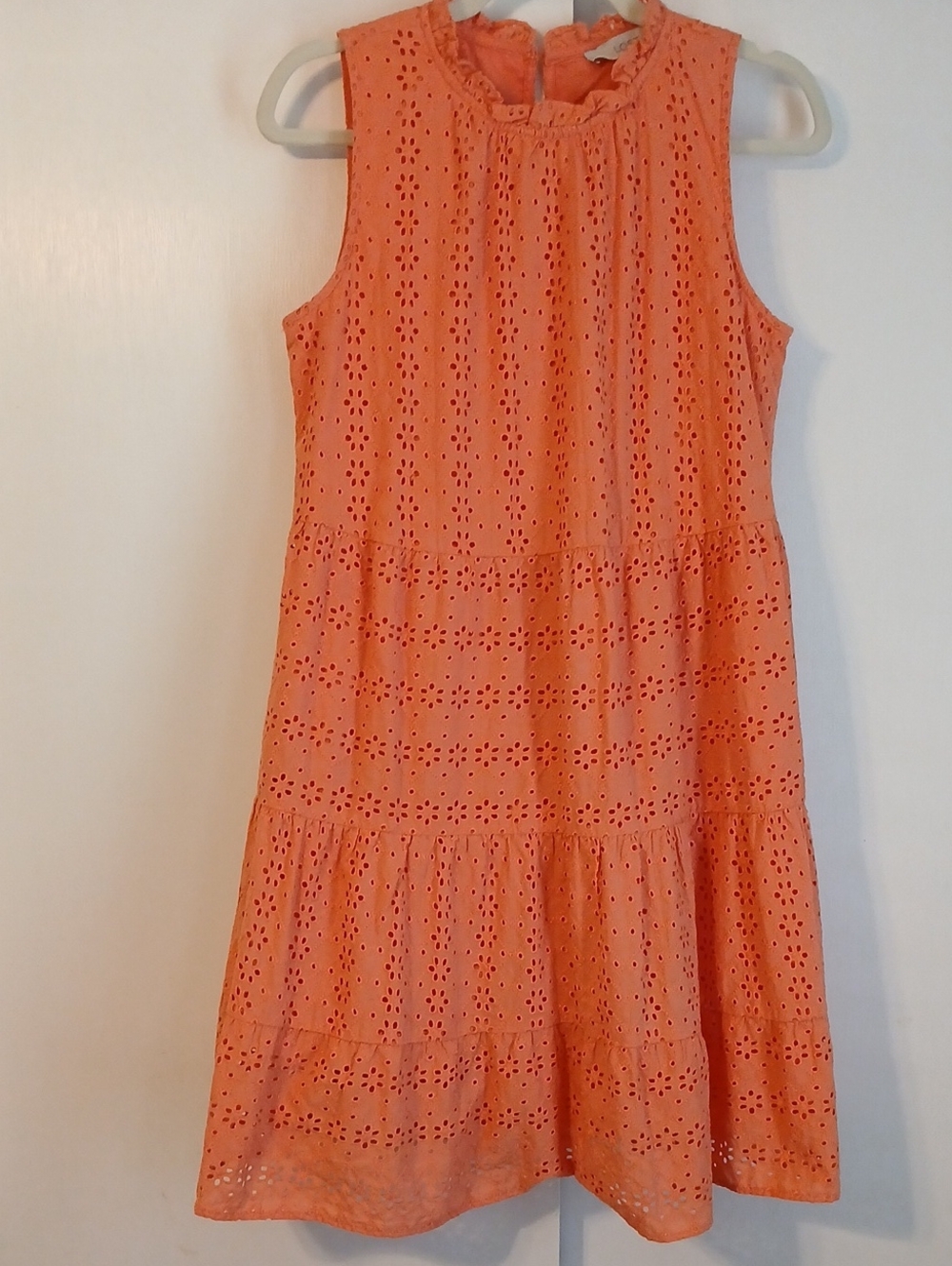 LOFT "Coral" Eyelet Sleeveless Dress in Size Small